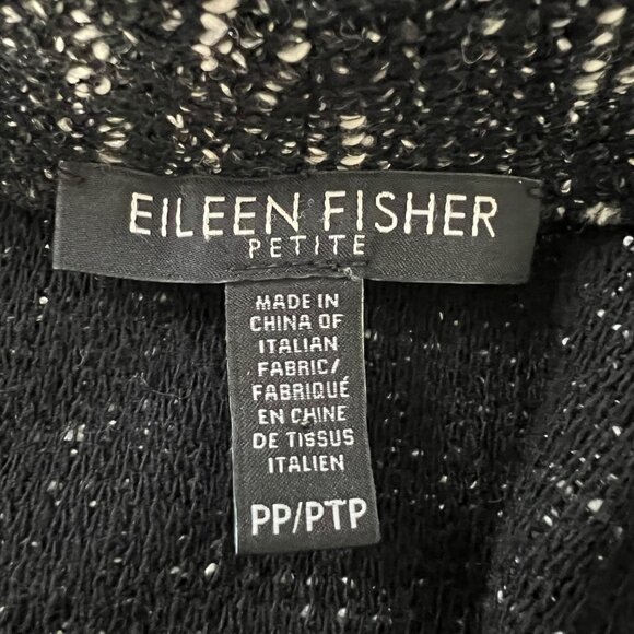 Eileen Fisher Womens Petite Cotton Knit Jacket Open Cardigan Black White size PP - Picture 10 of 12